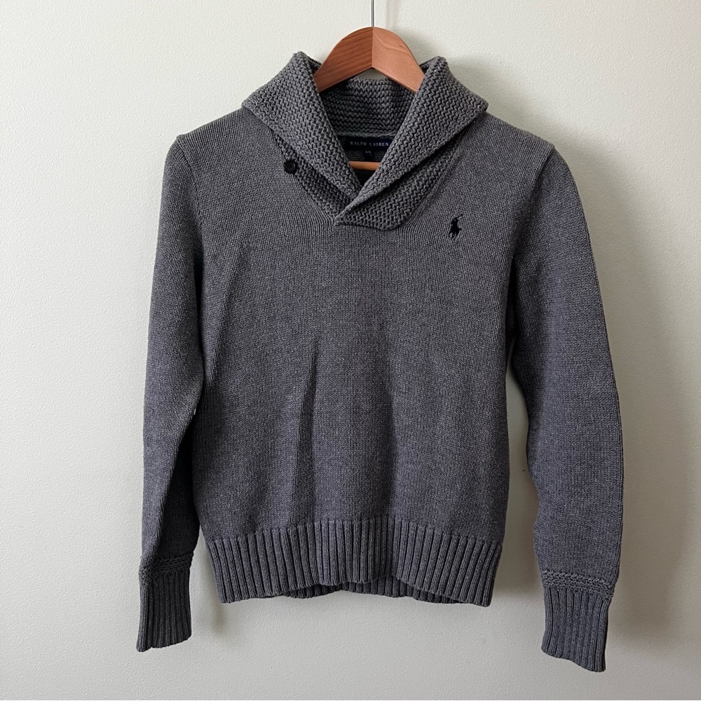 Ralph Lauren Grey Heavy Knit Sweater Sz Large